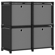 vidaXL 4 rekeszes fekete szövet bemutató polc dobozokkal 69x30x72,5 cm bútor