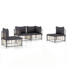 vidaXL 4-részes antracitszürke polyrattan kerti ülőgarnitúra párnákkal kerti bútor