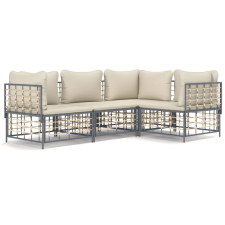 vidaXL 4-részes antracitszürke polyrattan kerti ülőgarnitúra párnákkal kerti bútor