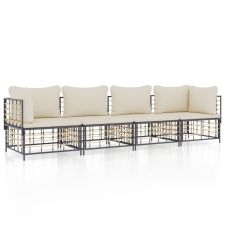 vidaXL 4-részes antracitszürke polyrattan kerti ülőgarnitúra párnákkal (3186698) kerti bútor