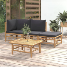 vidaXL 4 részes bambusz kerti ülőgarnitúra sötétszürke párnákkal kerti bútor