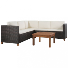 vidaXL 4-részes barna polyrattan kerti bútorszett párnákkal kerti bútor