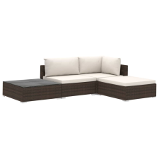 vidaXL 4-részes barna polyrattan kerti bútorszett párnákkal (46777) kerti bútor
