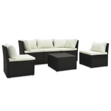 vidaXL 4-részes barna polyrattan kerti bútorszett párnákkal (47810) kerti bútor