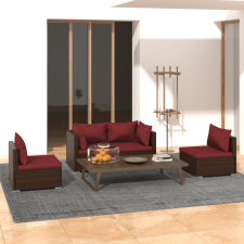 vidaXL 4-részes barna polyrattan kerti ülőgarnitúra párnákkal kerti bútor