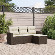 vidaXL 4 részes barna polyrattan kerti ülőgarnitúra párnákkal kerti bútor
