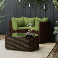vidaXL 4 részes barna polyrattan kerti ülőgarnitúra párnákkal kerti bútor
