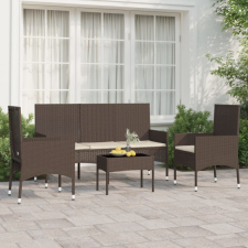 vidaXL 4-részes barna polyrattan kerti ülőgarnitúra párnákkal kerti bútor