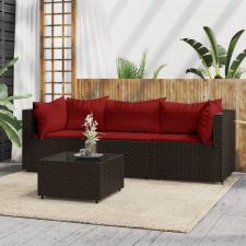 vidaXL 4 részes barna polyrattan kerti ülőgarnitúra párnákkal kerti bútor
