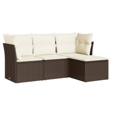 vidaXL 4 részes barna polyrattan kerti ülőgarnitúra párnákkal (3249382) kerti bútor