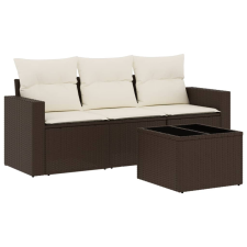 vidaXL 4 részes barna polyrattan kerti ülőgarnitúra párnákkal (3251010) kerti bútor
