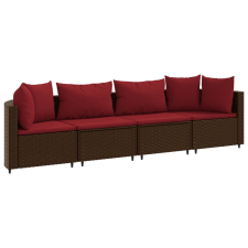 vidaXL 4 részes barna polyrattan kerti ülőgarnitúra párnákkal (3308461) kerti bútor