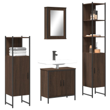 vidaXL 4 részes barna tölgy színű szerelt fa fürdőszobai bútorszett fürdőszoba bútor