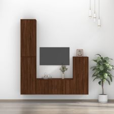 vidaXL 4 részes barna tölgy színű szerelt fa TV-szekrényszett bútor