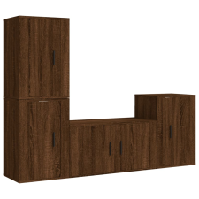 vidaXL 4 részes barna tölgy színű szerelt fa TV-szekrényszett (3188613) bútor