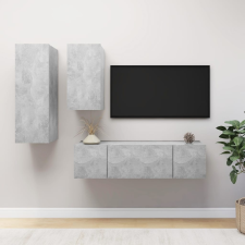 vidaXL 4 részes betonszürke forgácslap TV-szekrényszett bútor