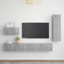 vidaXL 4 részes betonszürke forgácslap TV-szekrényszett bútor