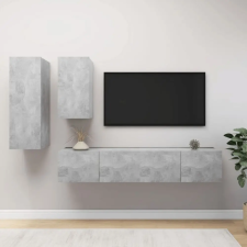 vidaXL 4 részes betonszürke forgácslap TV-szekrényszett bútor