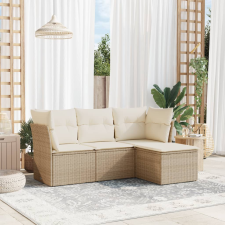 vidaXL 4 részes bézs polyrattan kerti ülőgarnitúra párnákkal kerti bútor