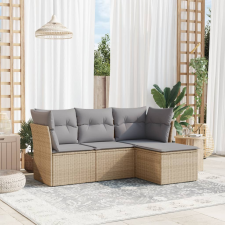 vidaXL 4 részes bézs polyrattan kerti ülőgarnitúra párnákkal kerti bútor