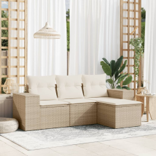 vidaXL 4 részes bézs polyrattan kerti ülőgarnitúra párnákkal kerti bútor