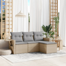 vidaXL 4 részes bézs polyrattan kerti ülőgarnitúra párnákkal kerti bútor