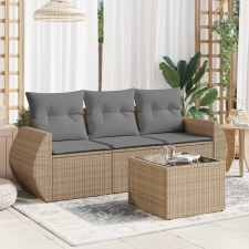 vidaXL 4 részes bézs polyrattan kerti ülőgarnitúra párnákkal kerti bútor