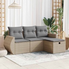 vidaXL 4 részes bézs polyrattan kerti ülőgarnitúra párnákkal kerti bútor