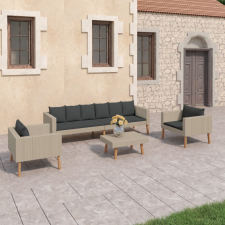 vidaXL 4 részes bézs polyrattan kerti ülőgarnitúra párnákkal kerti bútor
