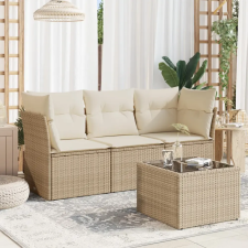 vidaXL 4 részes bézs polyrattan kerti ülőgarnitúra párnákkal kerti bútor