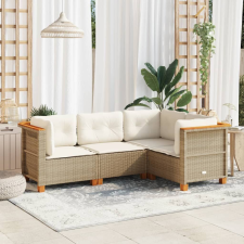 vidaXL 4 részes bézs polyrattan kerti ülőgarnitúra párnákkal kerti bútor