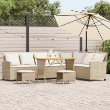 vidaXL 4 részes bézs polyrattan kerti ülőgarnitúra párnákkal L-alakú kerti bútor