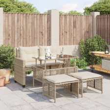 vidaXL 4 részes bézs polyrattan üveg kerti ülőgarnitúra párnákkal kerti bútor