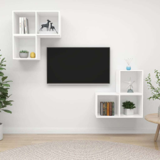 vidaXL 4 részes fehér forgácslap TV-szekrény szett bútor