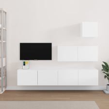 vidaXL 4 részes fehér szerelt fa TV-szekrényszett bútor