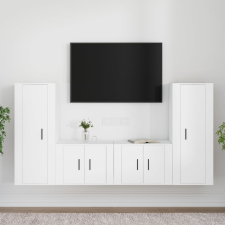 vidaXL 4 részes fehér szerelt fa TV-szekrényszett bútor