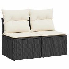vidaXL 4 részes fekete polyrattan akácfa kerti ülőgarnitúra párnákkal (3325232) kerti bútor