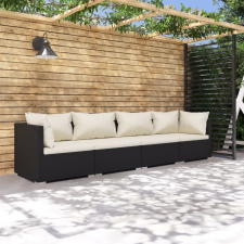 vidaXL 4-részes fekete polyrattan kerti ülőgarnitúra párnákkal kerti bútor