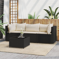 vidaXL 4 részes fekete polyrattan kerti ülőgarnitúra párnákkal kerti bútor