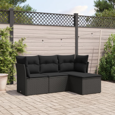 vidaXL 4 részes fekete polyrattan kerti ülőgarnitúra párnákkal kerti bútor