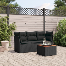 vidaXL 4 részes fekete polyrattan kerti ülőgarnitúra párnákkal kerti bútor