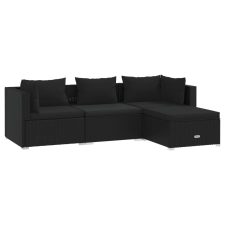 vidaXL 4 részes fekete polyrattan kerti ülőgarnitúra párnákkal (3101640) kerti bútor