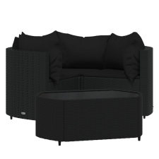 vidaXL 4 részes fekete polyrattan kerti ülőgarnitúra párnákkal (319792) kerti bútor