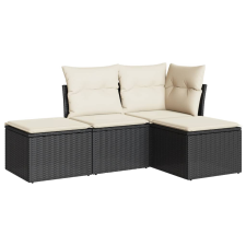 vidaXL 4 részes fekete polyrattan kerti ülőgarnitúra párnákkal (3217476) kerti bútor