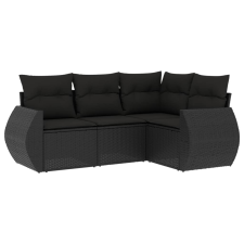 vidaXL 4 részes fekete polyrattan kerti ülőgarnitúra párnákkal (3221304) kerti bútor