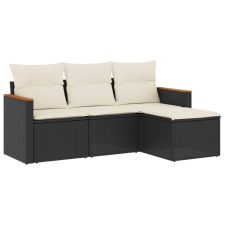vidaXL 4 részes fekete polyrattan kerti ülőgarnitúra párnákkal (3225902) kerti bútor