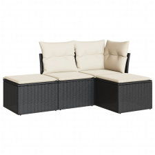 vidaXL 4 részes fekete polyrattan kerti ülőgarnitúra párnákkal (3249315) kerti bútor