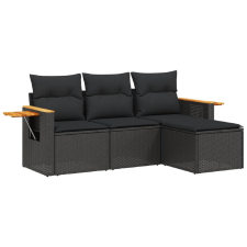 vidaXL 4 részes fekete polyrattan kerti ülőgarnitúra párnákkal (3259143) kerti bútor