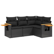 vidaXL 4 részes fekete polyrattan kerti ülőgarnitúra párnákkal (3259171) kerti bútor