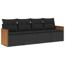 vidaXL 4 részes fekete polyrattan kerti ülőgarnitúra párnákkal (3259850) kerti bútor